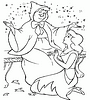 dla kolorowanki do wydruku z bajki Disney Kopciuszek - matka chrzestna pokazuje się dziewczynce w magiczne iskry